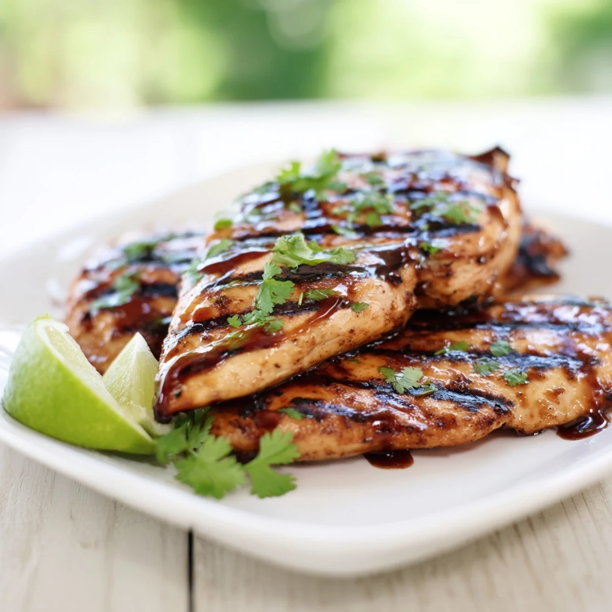 Tender grilled mango chicken sliced to reveal the juicy mango-infused meat inside