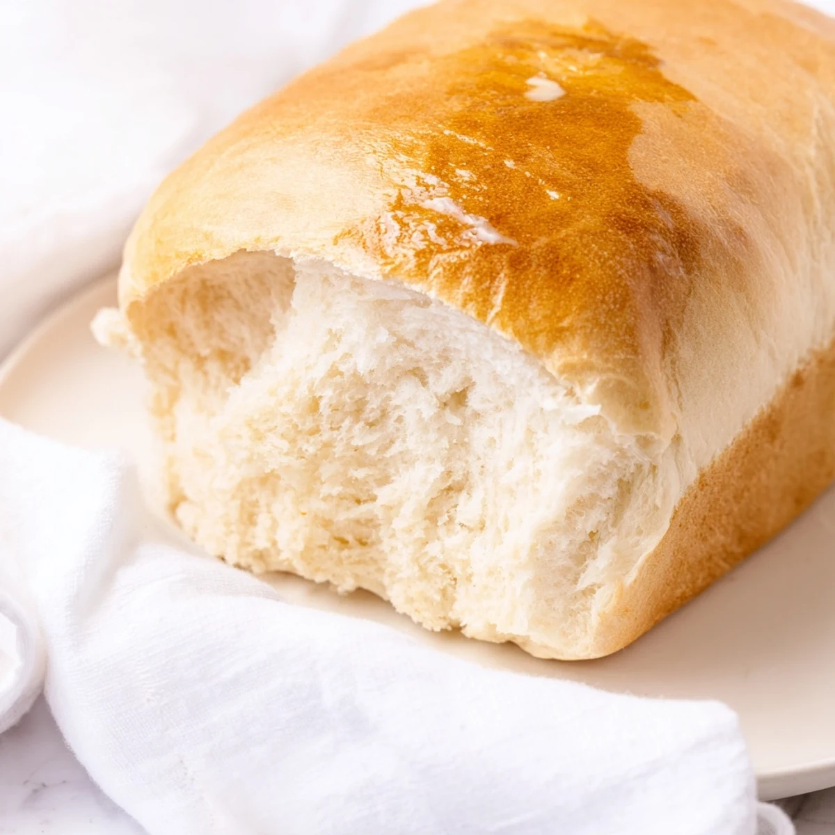 TwoLet me carefully analyze the requirements and generate TwoLet me carefully generate Golden brown homemade Amish white bread loaf fresh from the oven with brushed butter topping