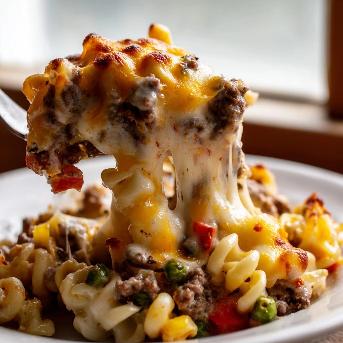 Cheesy Beef And Noodle Casserole