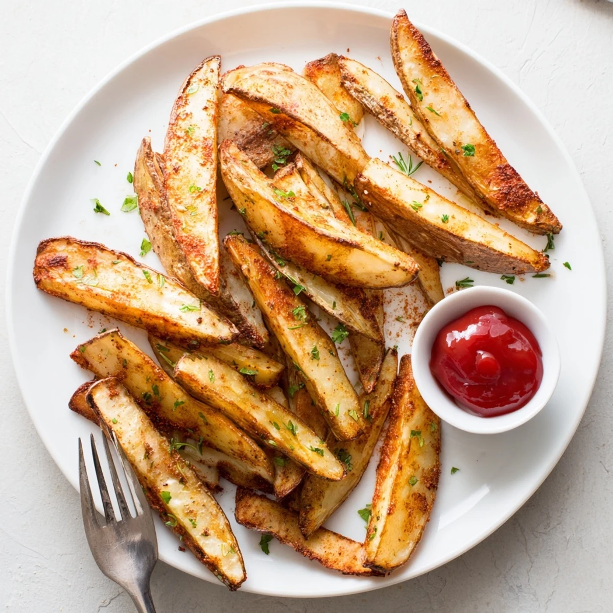 Skin-on Potato Wedges roasted until golden, tender inside, perfect for dipping aioli