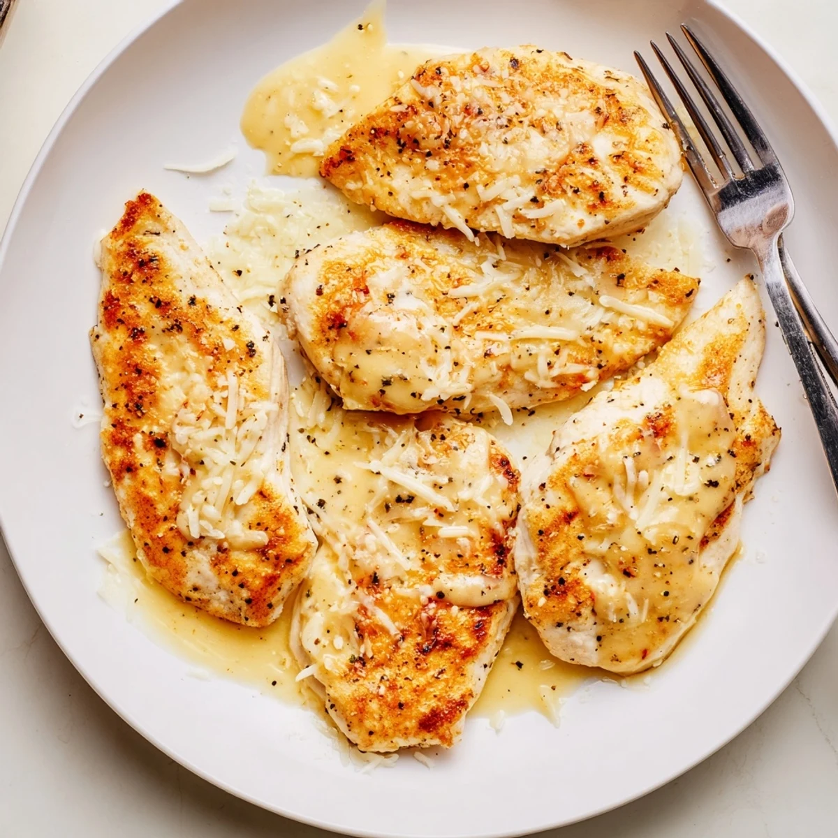 Weeknight Chicken With Cheese Sauce served over roasted vegetables for family comfort