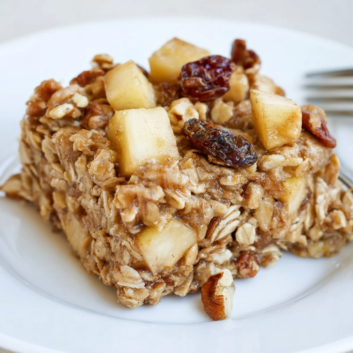 Delicious Apple Cinnamon Oatmeal Bake Recipe For Mornings steaming, golden with apple chunks