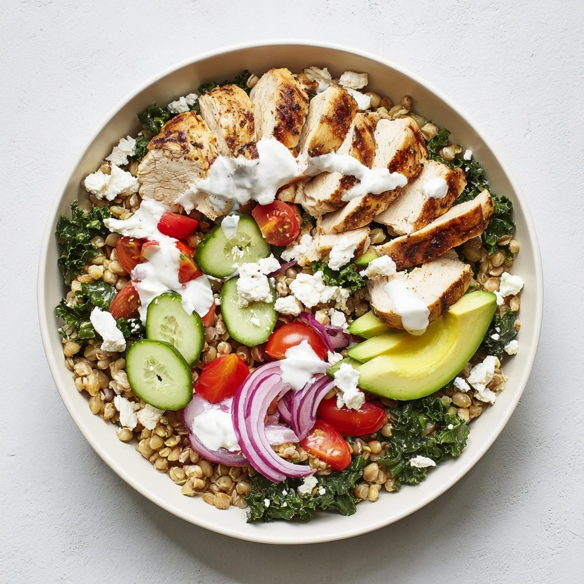 Nourishing meal prep bowl featuring tender marinated chicken, crisp kale, and colorful veggies ready for a healthy lunch